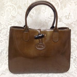 Longchamp Brown Satchel Structured Leather Design